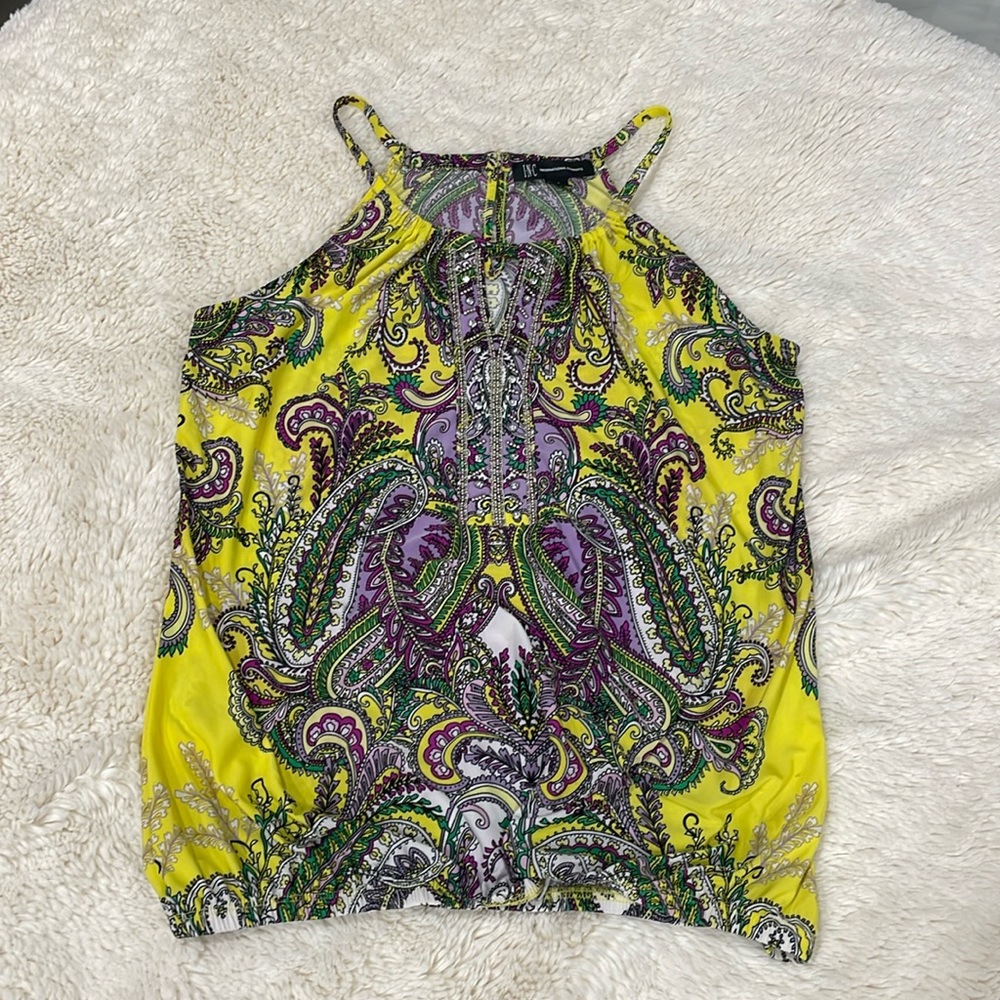Soft top with beautiful colors and embellishments INC brand, petite small